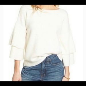 Madewell white chunky bell sleeve sweater size M